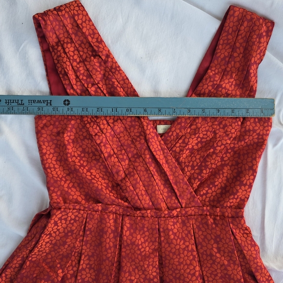 Ann Louise Roswald - Red Silk Dress w/ pockets - Size UK 10/US 4-6 - Picture 9 of 11